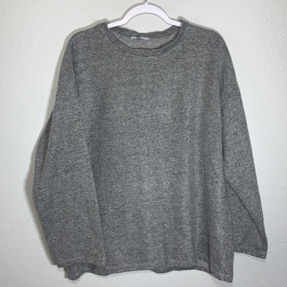 Zara Gray Marled Round Neck Pullover Basic Staple… - image 8